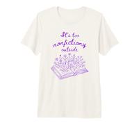 Purple Book Lover Flowers Es Demasiado no ficción afuera Camiseta Premium