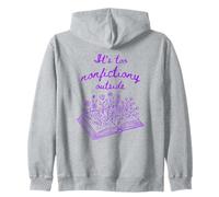 Purple Book Lover Flowers Es Demasiado no ficción afuera Sudadera con Capucha