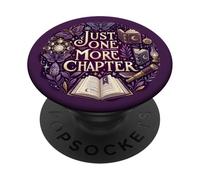 Purple Bookish Just One More Chapter Book Reading Moth Moon PopSockets PopGrip Adhesivo