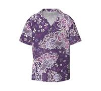 Purple Butterflies - Camisa informal de manga corta para hombre, estilo hawaiano, transpirable y cómoda, con botones, para playa, Negro, XL