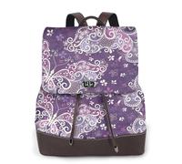 Purple Butterflies - Mochila de cuero para mujer, bolsa para libros de escuela secundaria y universidad, mochila ligera e informal para cada temporada
