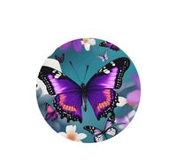 Purple Butterfly and Flowers - Juego de tarjetas de ambientador redondas para coche, aroma a lavanda, 10/24 piezas