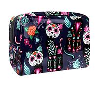 Purple Cat Mexico Helloween - Neceser de viaje para mujer, bolsa de aseo grande de PVC para maquillaje, práctica bolsa organizadora con cremallera, multicolor, 18.5x7.5x13cm/7.3x3x5.1in, Neceser