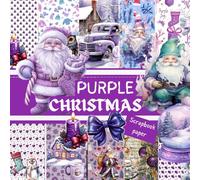 PURPLE CHRISTMAS SCRAPBOOK PAPER: This is a double sided craft paper, used in DIY junk journals, EPHEMERA, ORIGAMI, DECOUPAGE, MIXED MEDIA ART, Collage