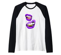 Purple Color Talk That-x2 Purple Graphic Camiseta Manga Raglan