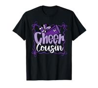 Purple Coquette Pom Poms Bow Cheer Primo Animadora Chica Camiseta