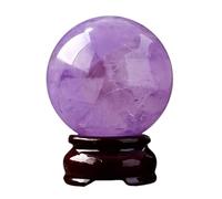 Purple Crystal Ball Amethyst Quartz Crystal Sphere, Crystal Stone with Wooden Base, Gemstone Ball Sphere for Divination, Decoration, Gift,65~70mm