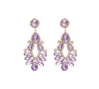 Purple Cubic Zirconia hueco geométrico lágrima borla pendientes misterioso cuelga los pendientes para las mujeres