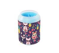 Purple Cute Dogs Summer Fruits - Taza limpiadora de patas de mascotas portátil con cepillo de masaje suave para perros medianos a grandes