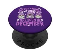 Purple December Bday Balloons For Women Happy Birthday GNOME PopSockets PopGrip Adhesivo