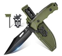 Purple Dragon Cuchillo de hoja fija con funda Kydex verde para exteriores con espiga completa de acero D2 supervivencia para acampadas al aire libre regalo para hombres