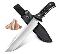 Purple Dragon Gran Cuchillo Externo Hoja 5mm, Supervivencia Full Tang Acero al Carbono, Funda Incluida, Regalo Hombres Negro