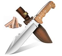 Purple Dragon Gran Cuchillo Externo Hoja 7mm, Supervivencia Full Tang Acero al Carbono, Funda Incluida, Regalo Hombres Caqui