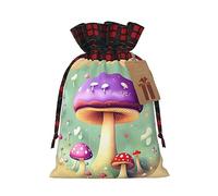 Purple Dream - Bolsa de regalo de Papá Noel con diseño de seta navideña, bolsas de tela con cordón, ideal para envolver regalos y celebraciones festivas