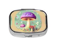 Purple Dream - Caja de almacenamiento de pastillas cuadrada de viaje, mini pastillero portátil (pastillero de 2 compartimentos), caja de almacenamiento de medicamentos y vitaminas