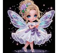 Purple Fairy Girl Parcial DIY 5D - Kit de arte de diamante con forma