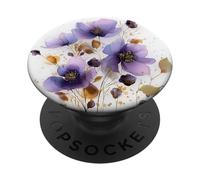 Purple Floral Pattern Aesthetic Garden Flower Bloom Cute PopSockets PopGrip Adhesivo