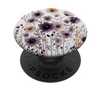 Purple Floral Pattern Aesthetic Garden Flower Bloom Cute PopSockets PopGrip Adhesivo