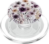 Purple Floral Pattern Aesthetic Garden Flower Bloom Cute PopSockets PopGrip para MagSafe