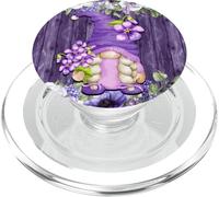 Purple Flower GNOME with Lavender Violet Lilac Shabby Chic PopSockets PopGrip para MagSafe