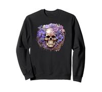 Purple Flower Mexico Skull Graphic For Women Floral Gothic Sudadera
