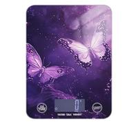 Purple Flying Butterfly - Báscula de alimentos impermeable para cocina, 11 libras/1 onzas, 5 kg/5 g, báscula digital de cocina con 4 unidades para hornear y asar dietas (pilas no incluidas)