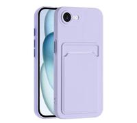 (Purple) For iPhone 16e Case with Card Slot, Matte Anti-Fingerprint Back Cover, Slim Protective Phone Case