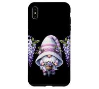 Purple GNOME On A Retro Bike For Women with Hanging Wisteria Carcasa para iPhone XS MAX
