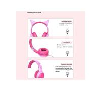 (Purple) GORSUN GS-E61V 3.5mm Wired Kids Headphone Foldable Children Music Headset with Detachable Cat Ears Decor