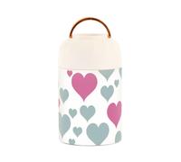 Purple Green Love - Lonchera aislada al vacío de acero inoxidable para niños con cuchara para mujeres, bebidas, 17 onzas