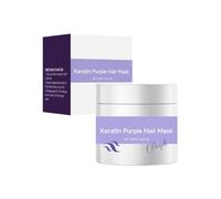 Purple Keratin Hair Mask, a moisturizing purple toning conditioner, removes yellow tones, conditions dry, damaged hair, replenishes moisture, and restores smoothness