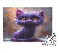 Purple Kitten-Fantasy Art Style Puzzle for The Whole Family Purple Fluffy Cat for Women, Gifts for Men Adults & Kids 70x50cm/1000pcs