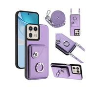 (Purple) Lanyard Card Bag Case For Motorola Moto X50 Ultra