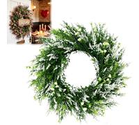 Purple Lavender Flower Wreath with Welcome Sign for Front Door, 20 in Spring Summer Lavender Wreaths with Greenery Leaves, Artificial Wreath for Homes Wall Window Decorations