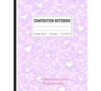 Purple Lavender Heart Composition Notebook College Ruled | Soft Pastel Purple Lavender With Hearts journal for Girls, Teens & Women | 7.5 x 9.25, 110 ... & Creative Writing | Coquette Aesthetic Gift