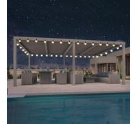 PURPLE LEAF Pérgola Bioclimática 6 x 3,68 m con Iluminación LED Integrada, Pérgola de Aluminio con Láminas Orientables, Drenaje Integrado, Carpa de Jardín sin Mantenimiento para Terraza, Champán