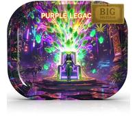 PURPLE LEGACY® Alfombrilla 34 x 27,5 x 2,7 cm - Lámina metálica - Diseño cyberpunk egipcio - Bandeja práctica con esquinas redondeadas (Reincarnation Big)