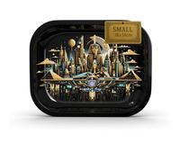 PURPLE LEGACY® Bandeja enrollable de metal premium, grande, 18 cm x 14 cm, con bordes redondeados y para guardar accesorios en estilo egipcio Cyberpunk (City)