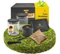 PURPLE LEGACY® Grinder Set Box Caja con cerradura Caja de hierbas secas Accesorios Set de madera de pino Caja de almacenamiento con 2 vasos Triturador Set de almacenamiento con cerradura Grinder