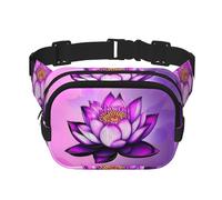 Purple Lotus Fitness - Riñonera de viaje moderna e informal, riñonera cuadrada de doble capa, color negro, talla única, Negro, One Size