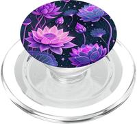 Purple Lotus Flower Design Phone Grip for Back of Phone Case PopSockets PopGrip para MagSafe