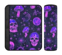 Purple Magic Skull - Paquete de 2 almohadillas de asiento de automóvil para correas, libera el estrés en tu cuello y hombros, funda para cinturón de seguridad, bonita funda para sedán, SUV, SUV