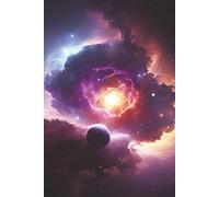 Purple Moon Notebook: Blank Lined Notebook for All Ages, Purple, Moon, Space, Universe, Planet | 6x9 inches, 100 pages | Gifts for Birthdays, Christmas, Thanksgiving and more