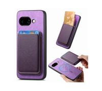 (Purple, Multicolor) For Google Pixel 9a Case Detachable Magnetic Card Bag Leather Phone Back Cover - Orange