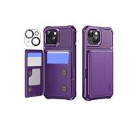 (Purple, Multicolor) For iPhone 14 Plus ENKAY Hat-Prince Wallet Card Slot Kickstand PU Leather TPU Back Phone Cover with