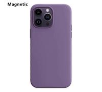 (Purple, Multicolor) For iPhone 14 Pro Max Compatible with MagSafe Liquid Silicone Phone Back Cover (No Logo) - Light Yel