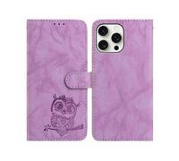 (Purple, Multicolor) For iPhone 16 Pro Max Case Owl Imprinted PU Leather Wallet Phone Cover with Wrist Strap
