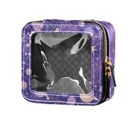 Purple Mysterious Universe Planet Bolsa de maquillaje transparente pequeña bolsa de aseo con cremallera organizador de maquillaje para mujer