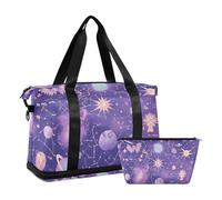 Purple Mysterious Universe Planet - Bolsa de viaje impermeable para fin de semana/noche con correa ajustable, Planeta universo misterioso púrpura, 1 size