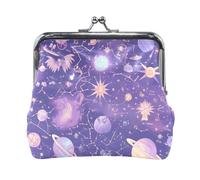 Purple Mysterious Universe Planet - Cartera de cuero portátil para dinero en efectivo con cierre para hombres y mujeres de viaje